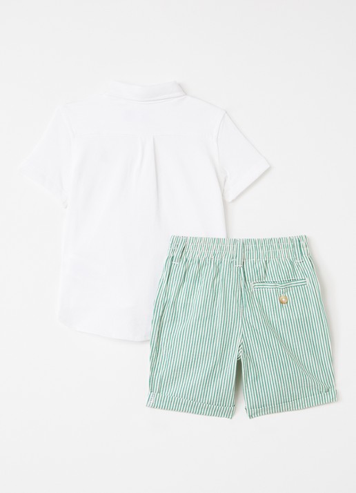 Ralph Lauren Set van overhemd met korte broek 2-delig - voorkant 2 donkergroen