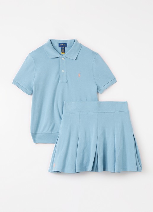 Ralph Lauren Set van polo met rok - voorkant blauw