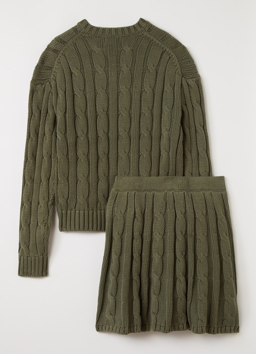 Ralph Lauren Set van trui met rok 2-delig - voorkant 2 olijfgroen