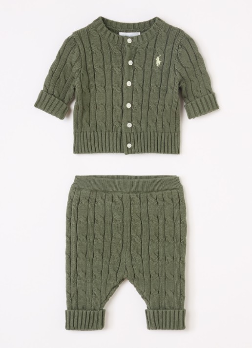 Ralph Lauren Set van vest met broek 2-delig - voorkant olijfgroen