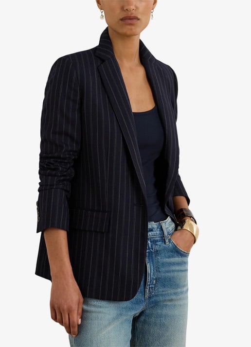Ralph Lauren Single-breasted blazer in wolblend met streepprint en klepzakken