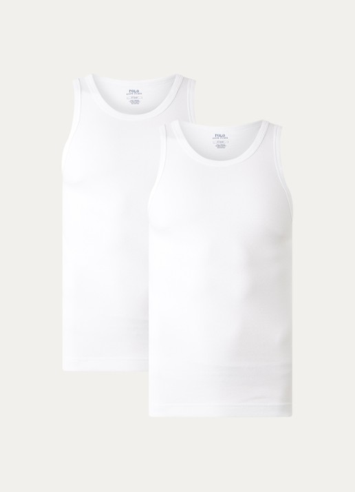 Ralph Lauren Singlet van katoen met logo in 2-pack - voorkant 3 wit