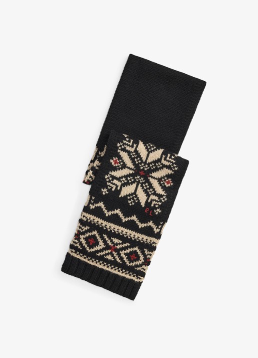 Ralph Lauren Sjaal in wolblend met print - voorkant black/red/cream-2zxq