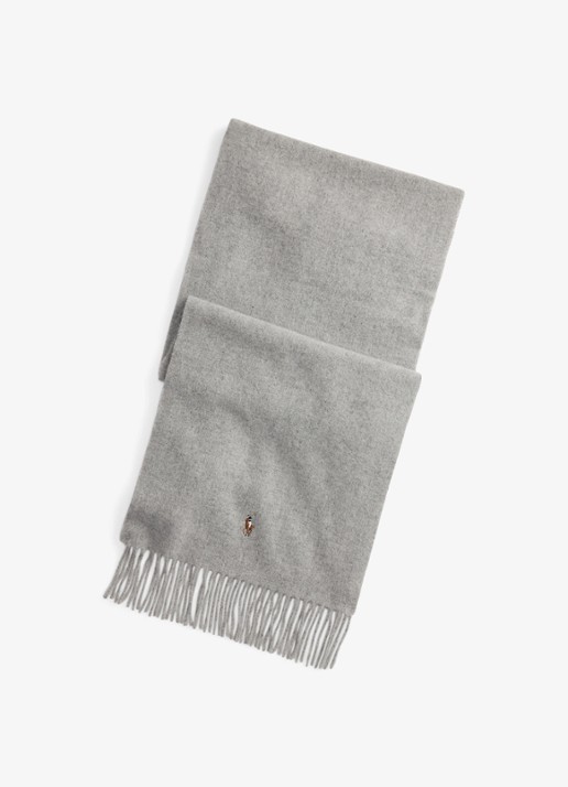 Ralph Lauren Sjaal van scheerwol met franjes - voorkant andover / grijs