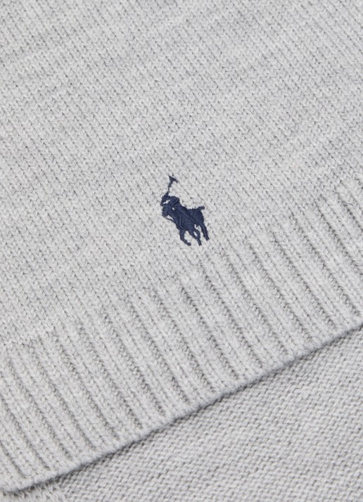 Ralph Lauren Sjaal van wol met logo  - detail 2 grijsmele