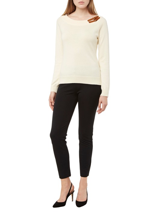 Ralph Lauren Skinny fit broek in katoenblend met stretch  - voorkant 6 black / zwart