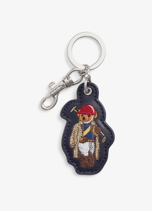 Ralph Lauren Sleutelhanger met borduring - voorkant donkerblauw