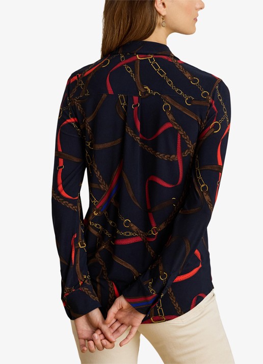 Ralph Lauren Slim fit blouse met grafische print - achterkant navy multi / donkerblauw