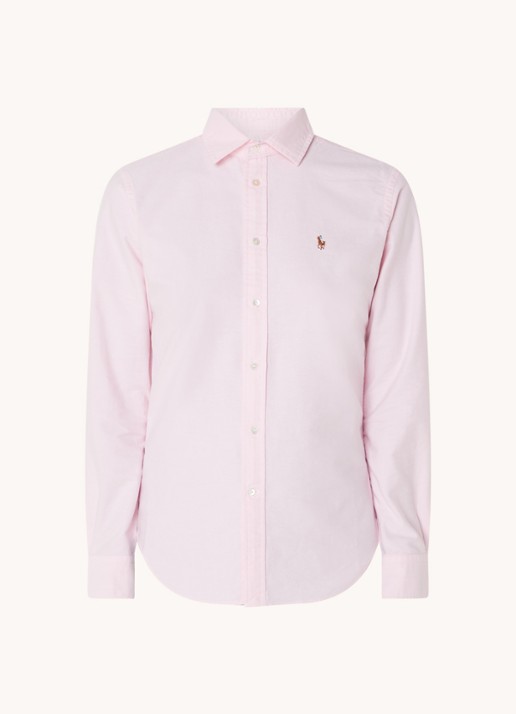 Ralph Lauren Slim fit blouse van katoen - voorkant 2 lichtroze