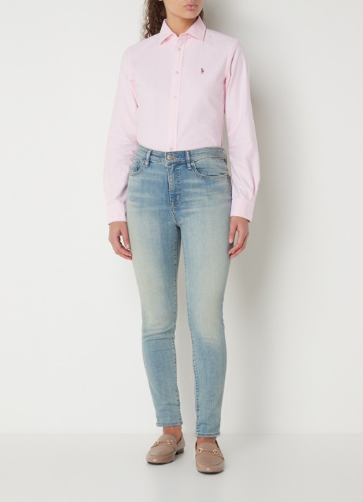 Ralph Lauren Slim fit blouse van katoen - voorkant 3 lichtroze