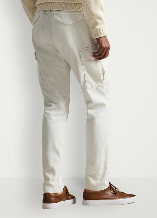 Ralph Lauren Slim fit cargobroek van corduroy - achterkant antique cream / creme