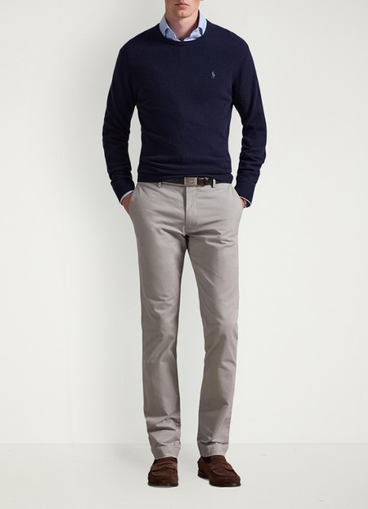 Ralph Lauren Slim fit chino met steekzakken - voorkant 4 grey fog / grijs