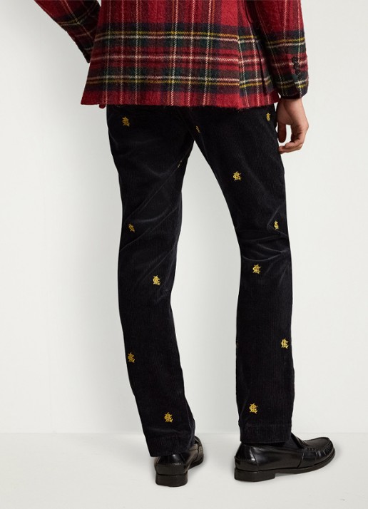 Ralph Lauren Slim fit chino van corduroy met logoborduring - achterkant 5 polo black w/crest aoe-zx30 / zwart