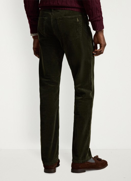Ralph Lauren Slim fit chino van corduroy - achterkant 3 estate olive / olijfgroen