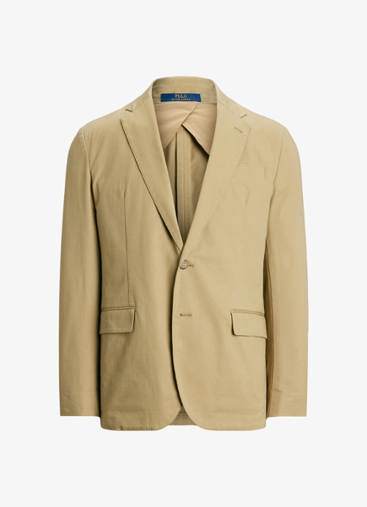 Ralph Lauren Slim fit colbert met klepzakken - voorkant 2 monument tan / beige