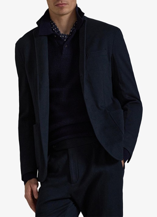 Ralph Lauren Slim fit colbert met opgestikte zakken - voorkant 3 navy-2wbt / blauw