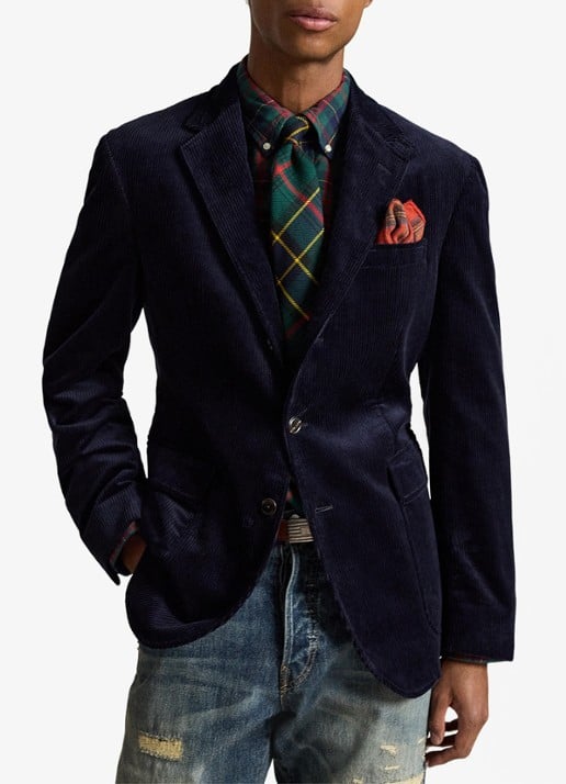 Ralph Lauren Slim fit colbert van corduroy met klepzakken - voorkant 5 fall navy-3two / blauw
