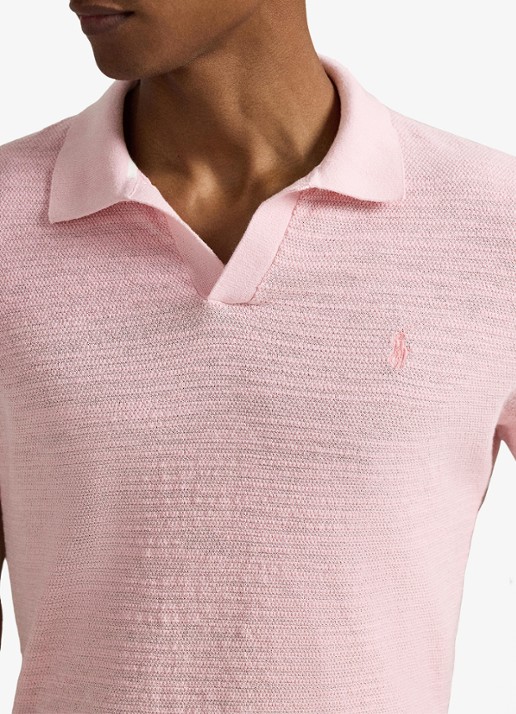 Ralph Lauren Slim fit fijngebreide polo in linnenblend - detail 5 carmel pink/deckwash white-4532