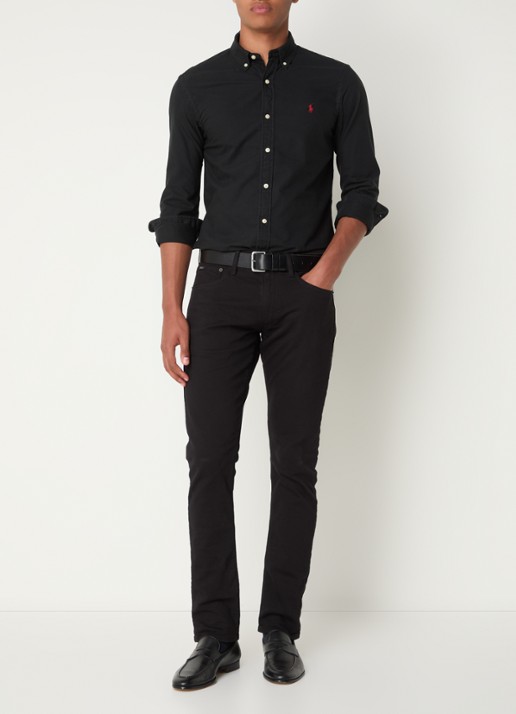 Ralph Lauren Slim fit garment-dyed Oxford overhemd - voorkant 2 polo black