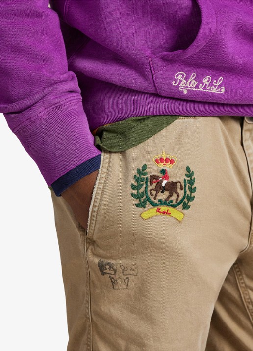 Ralph Lauren Slim fit korte chino met print en borduring - detail 2 khaki hill w/ prints-3bli