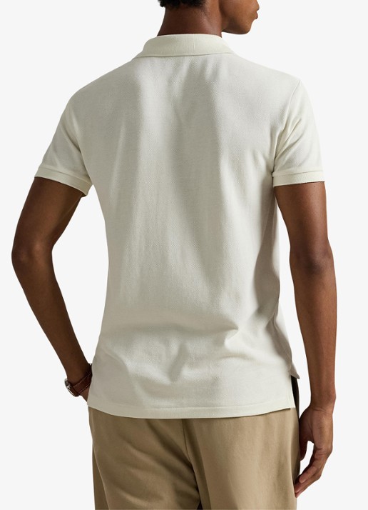Ralph Lauren Slim fit mesh Polo-shirt - achterkant parchment cream/c8634-3zob