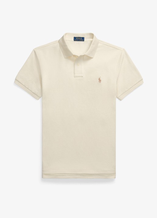 Ralph Lauren Slim fit mesh Polo-shirt - voorkant 2 parchment cream/c8634-3zob