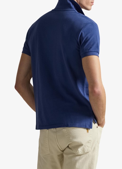 Ralph Lauren Slim fit mesh Polo-shirt - achterkant old royal / royalblauw