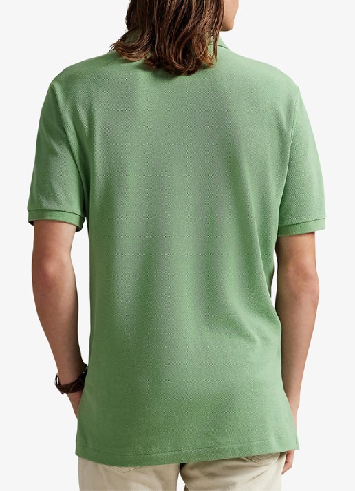 Ralph Lauren Slim fit mesh Polo-shirt - achterkant 3 outback green / groen