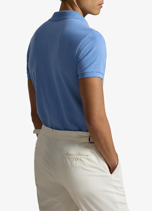 Ralph Lauren Slim fit mesh Polo-shirt - achterkant 2 bristol blue / blauw