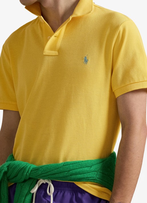 Ralph Lauren Slim fit mesh Polo-shirt - detail 2 sunfish yellow/c7109-zxvx