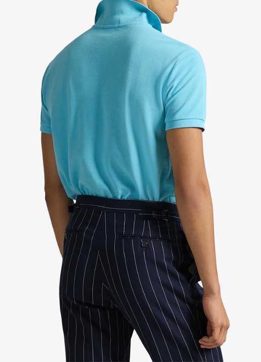 Ralph Lauren Slim fit mesh Polo-shirt - achterkant perfect turquoise/c2240-zyv8