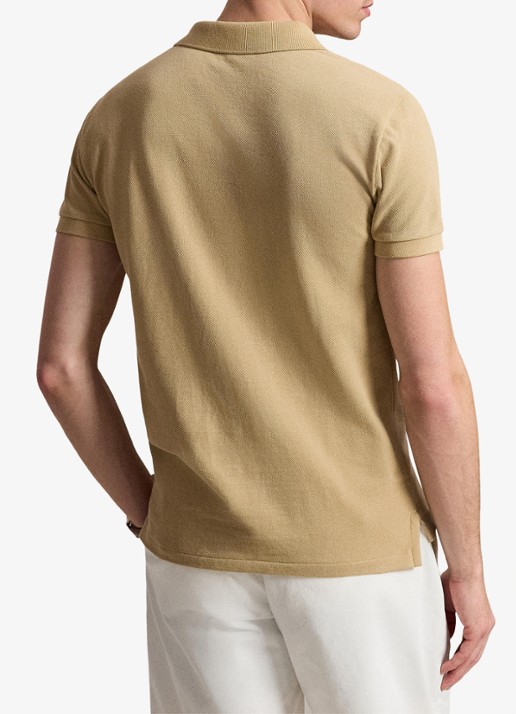 Ralph Lauren Slim fit mesh Polo-shirt - achterkant 3 vintage khaki / khaki