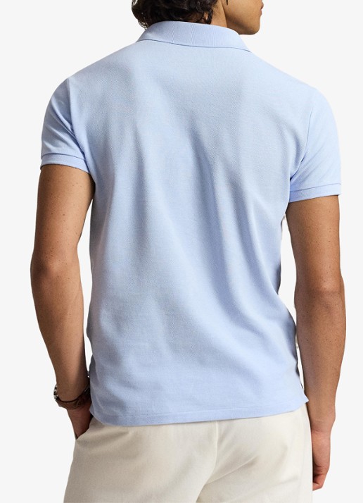 Ralph Lauren Slim fit mesh Polo-shirt - achterkant pebble blue/c3115-zy11