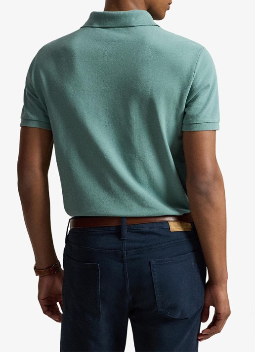 Ralph Lauren Slim fit mesh Polo-shirt - achterkant greenscape / groen