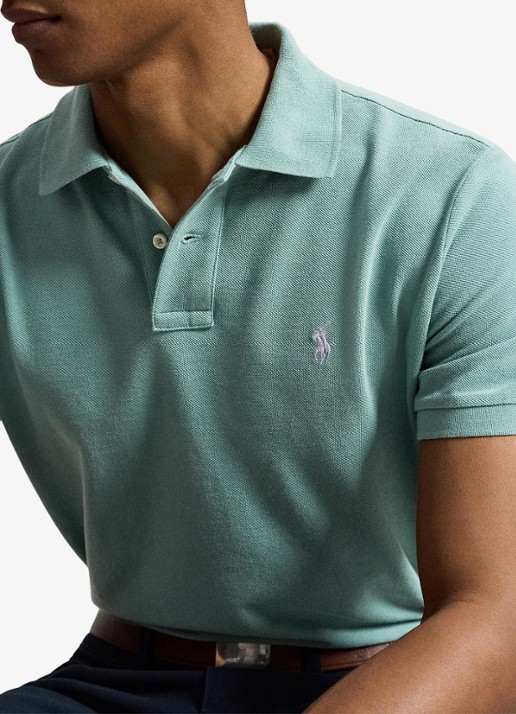 Ralph Lauren Slim fit mesh Polo-shirt - detail 3 greenscape / groen