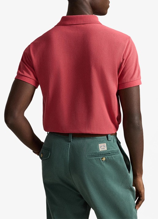 Ralph Lauren Slim fit mesh Polo-shirt - achterkant 3 nantucket red / rood