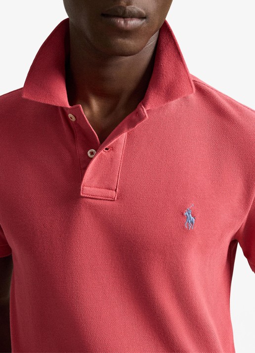 Ralph Lauren Slim fit mesh Polo-shirt - detail 5 nantucket red / rood