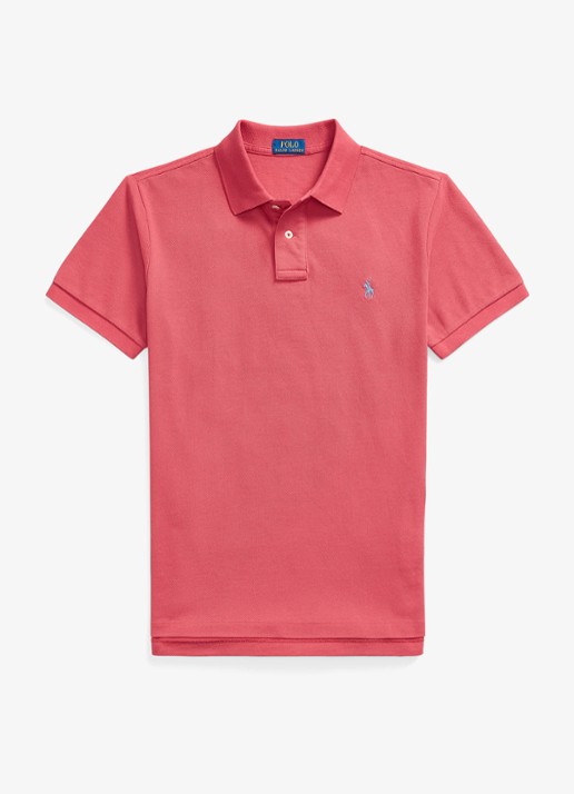 Ralph Lauren Slim fit mesh Polo-shirt - voorkant nantucket red / rood