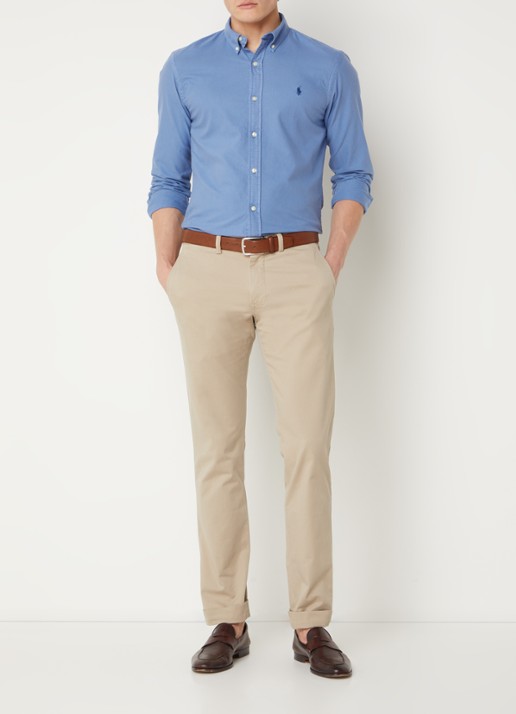 Ralph Lauren Slim fit overhemd met button down-kraag - voorkant 2 bastille blue / blauw