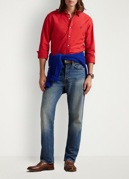 Ralph Lauren Slim fit overhemd met button down-kraag - voorkant 5 new brick / rood
