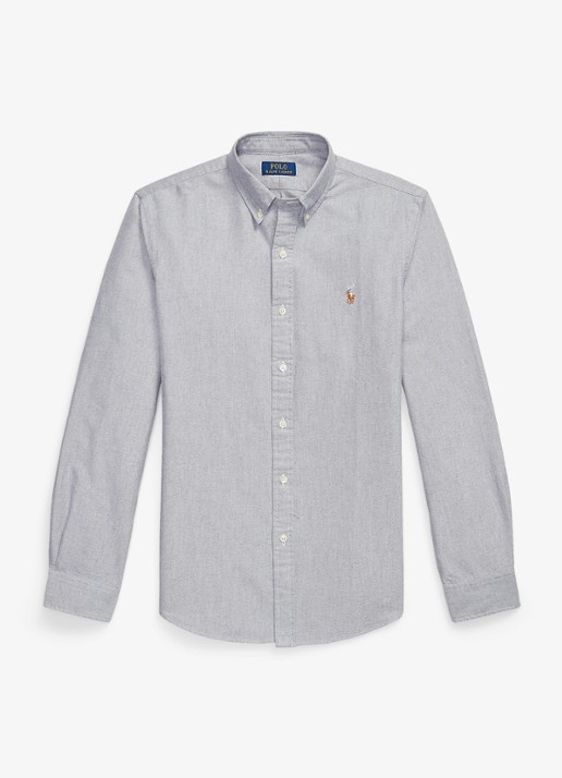 Ralph Lauren Slim fit overhemd met button down kraag - voorkant 2 donkerblauw