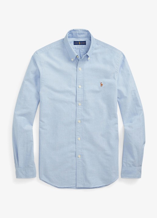 Ralph Lauren Slim fit overhemd met logoborduring - voorkant 5 bsr blue - lichtblauw