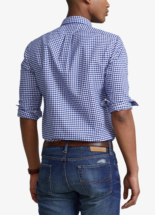 Ralph Lauren Slim fit overhemd met logoborduring - achterkant plaid / dark blue - blauw
