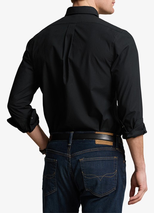 Ralph Lauren Slim fit overhemd met logoborduring - achterkant 3 polo black / zwart