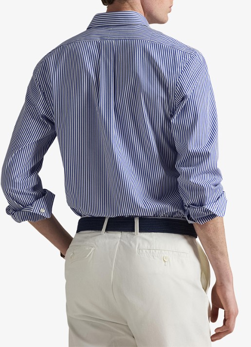 Ralph Lauren Slim fit overhemd met logoborduring - achterkant 5 blue/white bengal stripe / blauw
