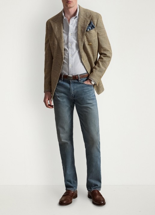 Ralph Lauren Slim fit overhemd met logoborduring - detail bsr blue/white
