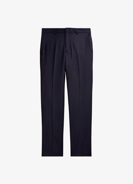 Ralph Lauren Slim fit pantalon van wol met plooidetail - voorkant 2 classic navy / blauw