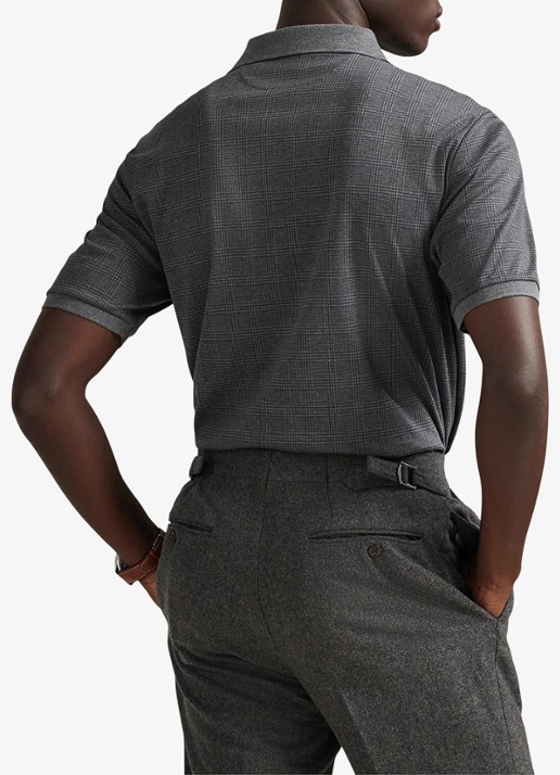 Ralph Lauren Slim fit polo met ruitdessin - achterkant grijs