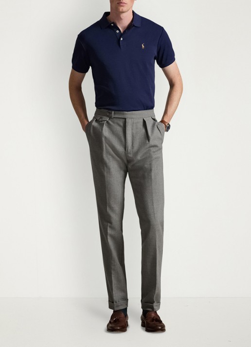 Ralph Lauren Slim fit polo van katoen - voorkant 5 refined navy / donkerblauw