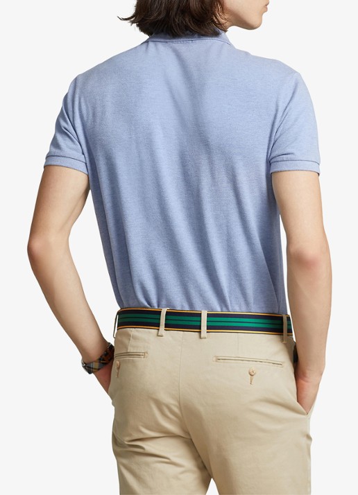Ralph Lauren Slim fit polo van piqué katoen met logoborduring - achterkant 5 jamaica heather / lichtblauw